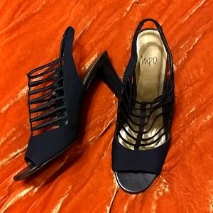 Navy blue sz9W peep toe strappy pumps